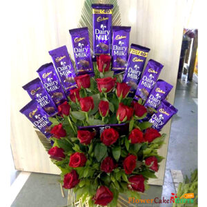 Grand Celebration: 24 Roses & Dairy Milk Gift Set
