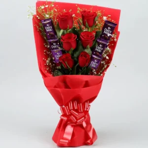 Sweet Indulgence: Dairy Milk & Rose Bouquet