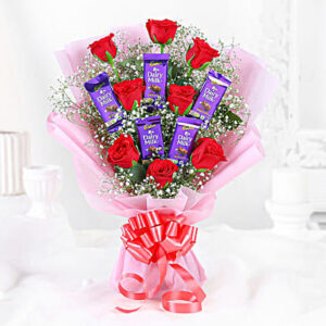 Passionate Red Roses & Dairy Milk Indulgence Bouquet